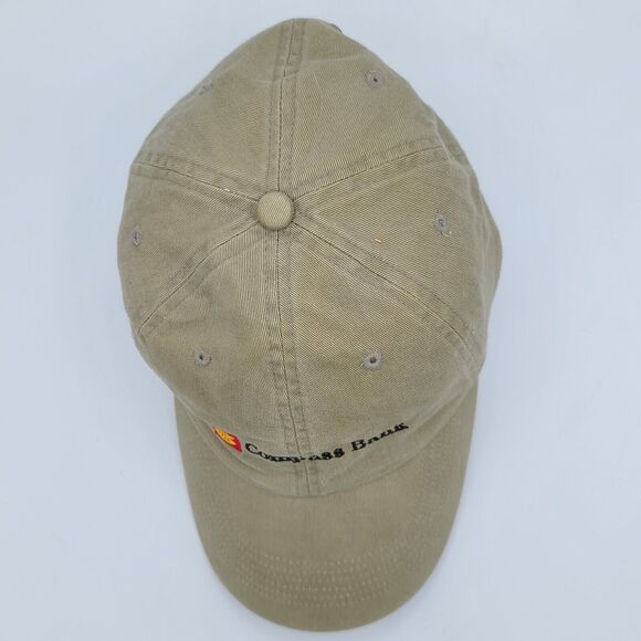VINTAGE Compass Bank Shiva Hat Beige Cotton Strap Back Baseball Cap Dad Hat - Picture 5 of 6